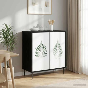 vidaXL Dressoir HANAU Zwart eiken 69 x 33 x 76 cm Bewerkt, Verzenden, Nieuw
