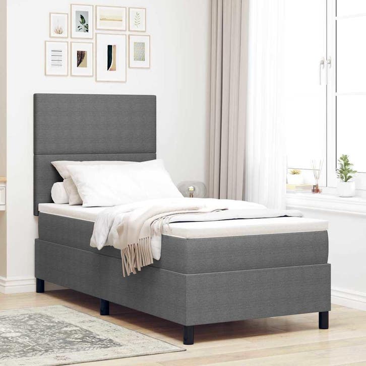 vidaXL LED Box Spring Bed Lichtgrijs en wit 90 x 200 cm, Huis en Inrichting, Slaapkamer | Bedden, Nieuw, Verzenden