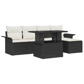 vidaXL Tuinbank Set 6 st Zwart [Synthetisch]: Poly Riet, Verzenden, Nieuw