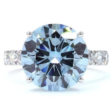 Ring - 18 karaat Witgoud - 7.86ct. tw. Blauw Diamant (Fancy