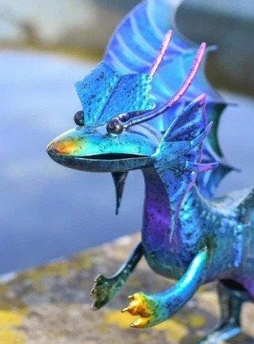 Sculpture dextérieur, Free Shipping- Blue Wyrmling Dragon, Antiquités & Art