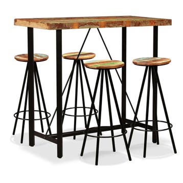 vidaXL Barset massief gerecycled hout 5-delig, Huis en Inrichting, Verzenden, Nieuw