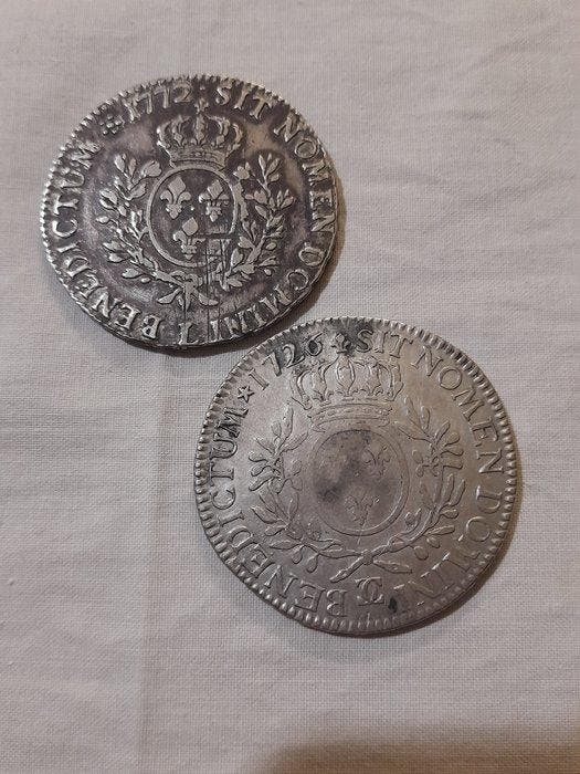 Frankrijk. Louis XV (1715-1774). Ecu 1726-CC et 1772-L (lot, Timbres & Monnaies, Monnaies | Europe | Monnaies non-euro