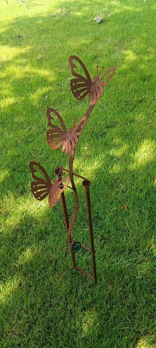 sculptuur, Gietijzeren tuimelaar met vlinders - 99 cm -