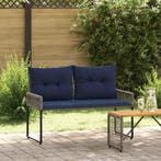 vidaXL Tuinbank Grijs en Marine 118 x 55 x 82 cm PE Riet en, Tuin en Terras, Verzenden, Nieuw