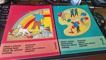 Tintin - Ensemble de 4 albums à colorier - 1976