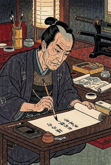 Het dagboek van de samurai - Ukiyo-e pop-art - gesigneerde