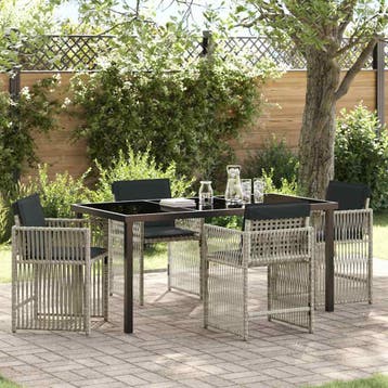 vidaXL Tuin Eettafel Set 5 pcs Lichtgrijs poly rattan, Verzenden, Nieuw