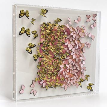 Mike Blackarts - 3D Butterfly Wall Art – Pink, Yellow