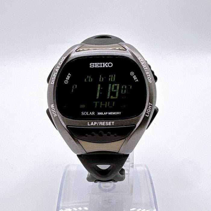 Seiko - Solar 300Lap Memory (digital sports model) - Sans, Handtassen en Accessoires, Horloges | Antiek