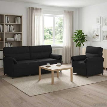 vidaXL bank / zetelstel 2 st Zwart Stof, Huis en Inrichting, Zetels | Zetels, Verzenden, Nieuw