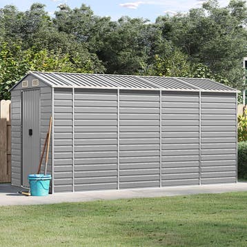 vidaXL Tuinhuis Lichtgrijs 191x385x198 cm Gegalvaniseerd, Tuin en Terras, Verzenden, Nieuw