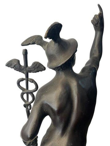 sculptuur, Hermes - - 57 cm - Gepatineerd brons, Antiek en Kunst
