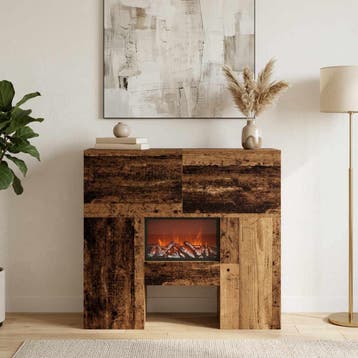 vidaXL Elektrische haard Oud hout 75 x 24,5 x 75 cm Bewerkt, Verzenden, Nieuw