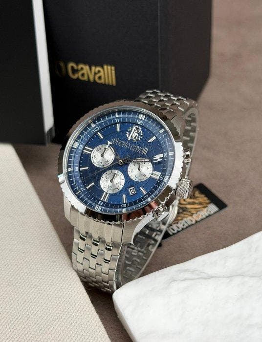 Roberto Cavalli - Chronograph Date Blue - Sans prix de, Handtassen en Accessoires, Horloges | Heren