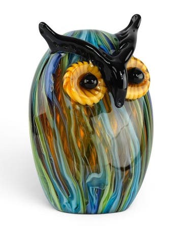 sculptuur, Colourful Owl in Murano Style - 16 cm - Glas