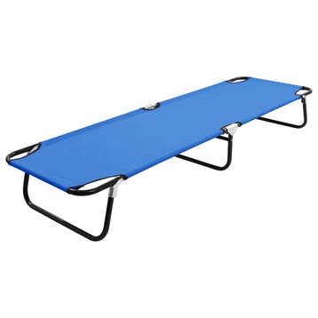vidaXL Ligbed inklapbaar staal blauw, Verzenden