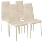tectake Eetkamerstoelen, kunstleer - beige, Set van 4, Huis en Inrichting, Stoelen, Verzenden, Nieuw