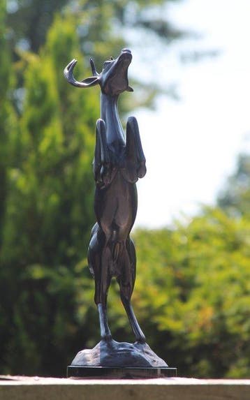 sculptuur, springend hert - 52 cm - Brons, Marmer, Antiek en Kunst