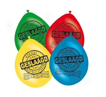 Geslaagd Ballonnen Versiering 8st 30cm, Verzenden