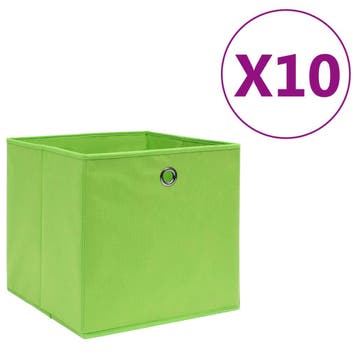 vidaXL Opbergboxen 10 st 28x28x28 cm nonwoven stof groen, Verzenden, Nieuw