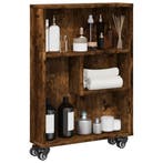 vidaXL Opbergtrolley smal 48x13x68 cm bewerkt hout gerookt, Verzenden, Nieuw
