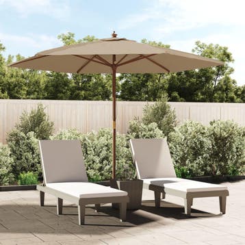 vidaXL Parasol met houten paal 299x240 cm taupe, Verzenden, Nieuw
