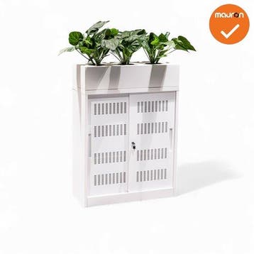 Schuifdeurkast -  Basic - Wit  - 105cm - Inclusief plantenba, Werkplek, Ophalen of Verzenden, Gebruikt, Kast