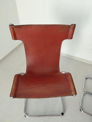 Busnelli - gruppo dam - Chaise (2) - topos - cuir et tube en