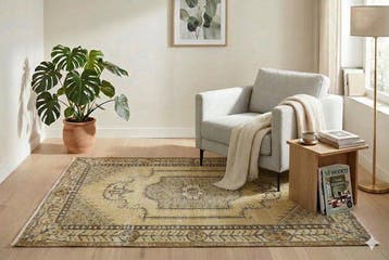 Jaune vintage - Tapis - 210 cm - 120 cm - avec certificat, Nieuw