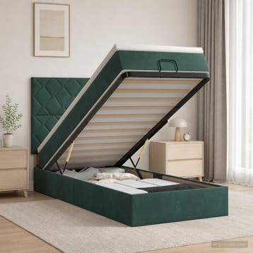 vidaXL Ottoman bed met matras Donkergroen 90 x 200 cm, Verzenden
