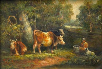École animalière européenne (XX) - Paysage avec bétail
