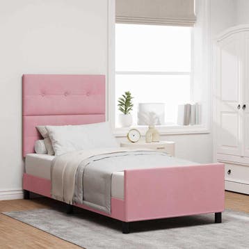 vidaXL Boxspring bed met hoofdeinde Roze 90 x 200 cm Fluweel, Verzenden, Nieuw