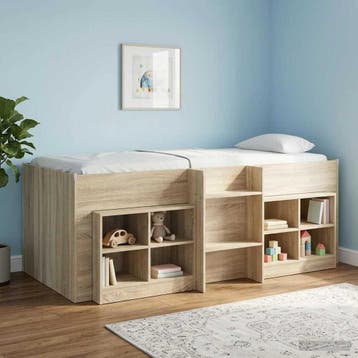 vidaXL Kinderhoogslaper Sonoma Eiken 90 x 190 cm Bewerkt, Verzenden