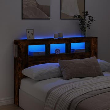 vidaXL Hoofdeinde met LED 160x18,5x103,5 cm bewerkt hout, Verzenden, Nieuw
