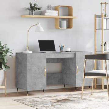 vidaXL Bureau 140x50x75 cm bewerkt hout betongrijs, Verzenden, Nieuw