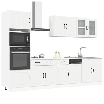 vidaXL 7-delige Keukenkastenset Kalmar bewerkt hout wit, Verzenden, Nieuw
