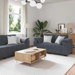 vidaXL 3-delige Loungeset met kussens fluweel donkergrijs, Huis en Inrichting, Verzenden, Nieuw