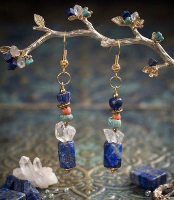 Oud-Egyptisch Verguld Hangoorbellen - lapis