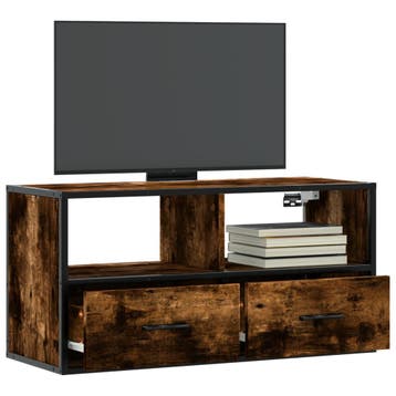 vidaXL Tv-meubel 80x31x39,5cm bewerkt hout metaal gerookt, Huis en Inrichting, Kasten |Televisiemeubels, Verzenden, Nieuw