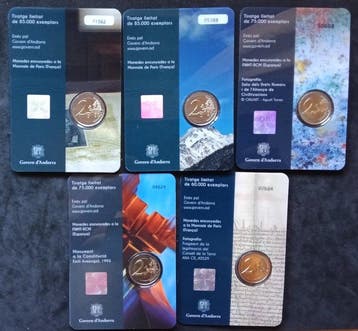 Andorre. 2 Euro 2017/2019 (7 coincards) (Sans prix de