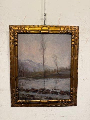 F. Pietrantonio (XIX-XX) - Scorcio di Campagna Invernale, Antiek en Kunst