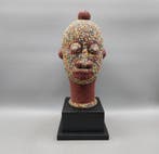 Magnifique Tete perlée - sculptuur - Bamileke - Kameroen