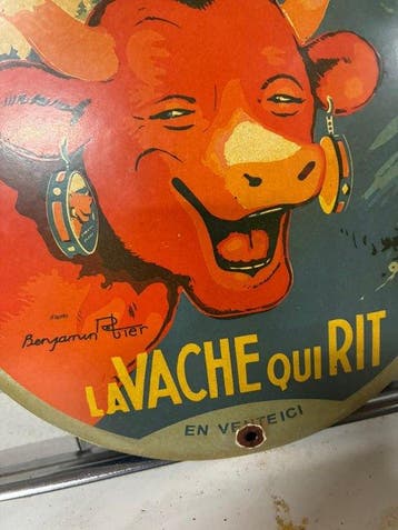 La Vache Qui Rit – rond emaille reclamebord – iconische