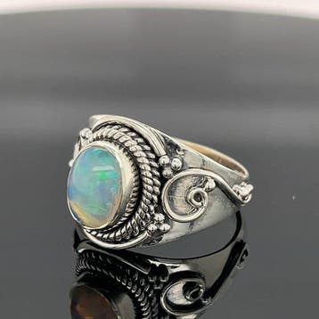 Argent - Bague - Opale naturelle