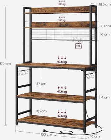 Keukenrek - magnetronkast met stopcontacten - magnetronrek, Huis en Inrichting, Verzenden, Nieuw
