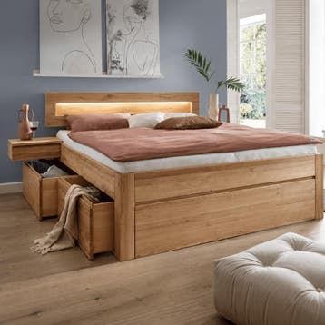 Forestales Rorik Kernbeuken Houten Bed met Lades 45CM - 180