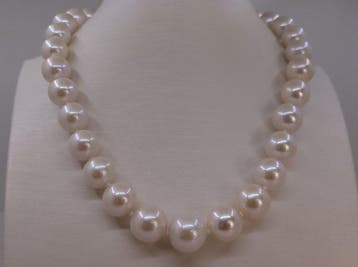 Halsketting - 14 karaat Witgoud - 12x15mm Edison Pearls, Nieuw