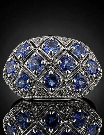 Sans prix de réserve - Bague Bague cluster en tanzanite -