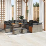 vidaXL Tuinbank Set 14 pcs Grijs Poly Riet en Poedergecoat, Verzenden